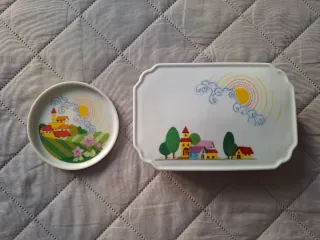 SEVE porcelana Caja y posavasos a juego