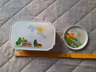 SEVE porcelana Caja y posavasos a juego