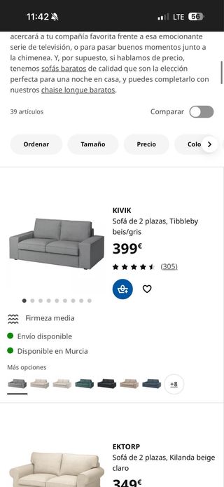 Divano Ikea Grigio in Tessuto