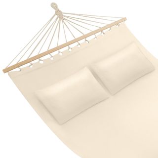 Hamaca doble, carga 240 kg con 2 cojines, 230 x 145 cm, beige