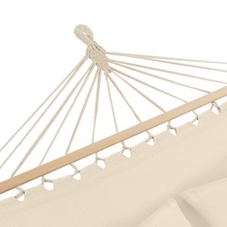 Hamaca doble, carga 240 kg con 2 cojines, 230 x 145 cm, beige