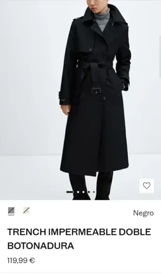 Abrigo Gabardina Negro Mango