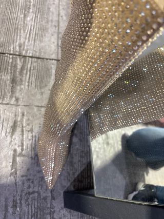 Botas altas con brillo beige