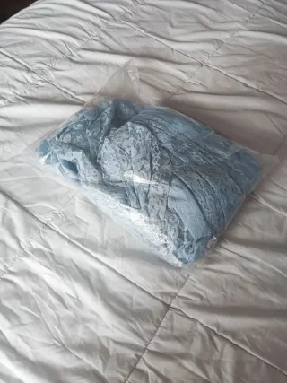 Vestido premamá encaje azul