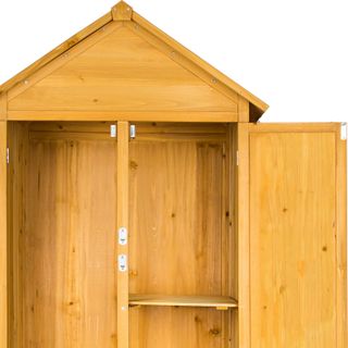 Caseta de jardín para herramientas madera 80.5 x 60 x 213.5 cm marrón