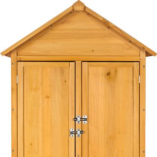 Caseta de jardín para herramientas madera 80.5 x 60 x 213.5 cm marrón