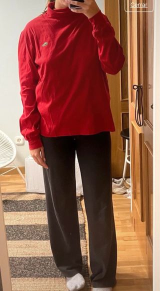 Jersey Lacoste Rojo Cuello Alto Manga Larga