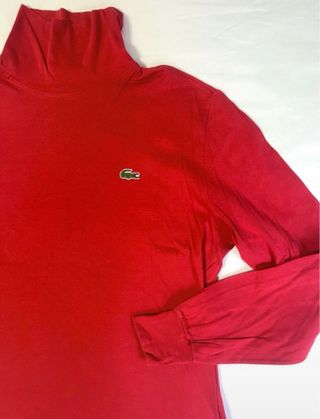 Jersey Lacoste Rojo Cuello Alto Manga Larga