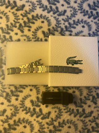 Pulsera Lacoste Plata y Negra