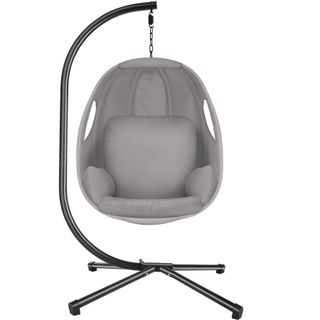 Silla colgante con soporte y cojín 160kg, gris claro