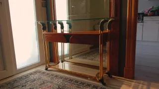 Mueble de entrada madera, cristal y metal