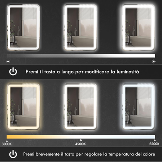 Specchio Bagno con Luce LED, 70x50cm Specchio da P