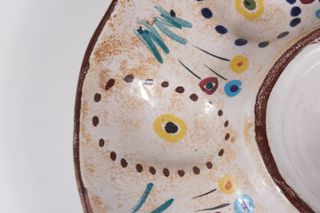 Piatto portauova dipinto a mano B.A.E. S. Albino