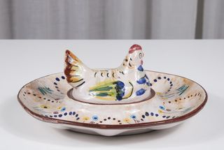 Piatto portauova dipinto a mano B.A.E. S. Albino