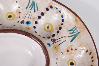 Piatto portauova dipinto a mano B.A.E. S. Albino