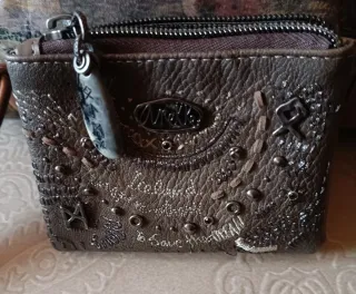 Cartera de piel multicolor