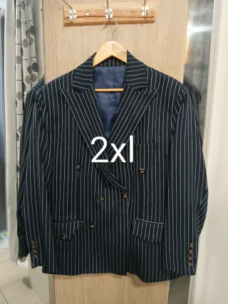 Americana Rayas Doble Botonadura Talla XXL