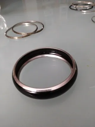 Set 7 pulseras plateadas y negras