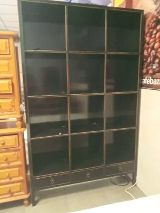 Estantería China Antigua Madera Negra