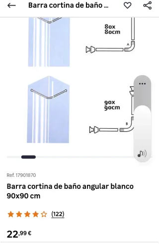 Barra Cortina Ducha Angular SENSEA Blanca