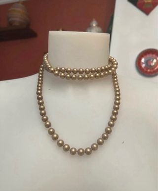 Collana lunga perle kaki