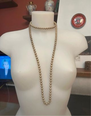 Collana lunga perle kaki