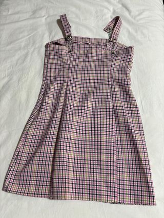 Vestido cuadros rosa y negro