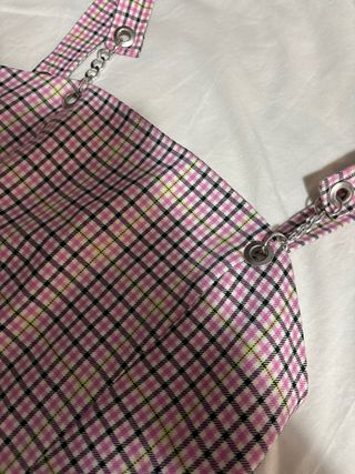 Vestido cuadros rosa y negro