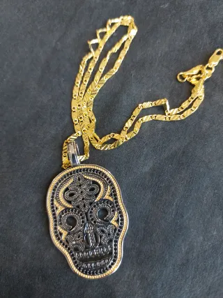 Colgante Calavera Plata 925 Chapado Oro