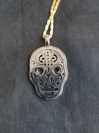 Colgante Calavera Plata 925 Chapado Oro