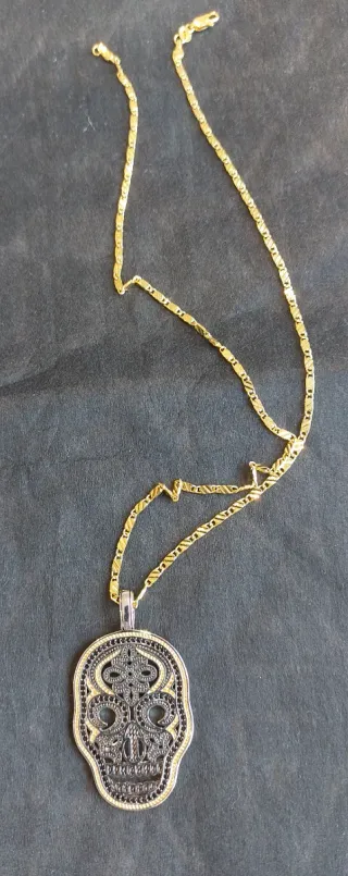 Colgante Calavera Plata 925 Chapado Oro