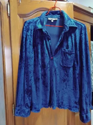 Blusa fiesta azul lila terciopelo