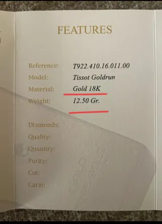 Reloj Tissot Oro Modelo Goldrun