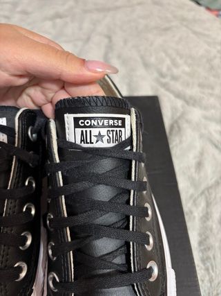 Converse Cuero Plataforma Negras
