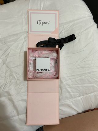 Anillo Pandora Corazón Rosa y Plata