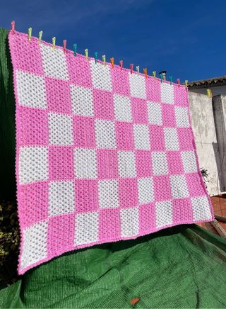 Manta patchwork rosita ES UNA PRECIOSIDAD