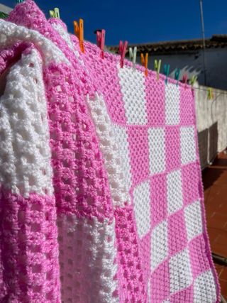 Manta patchwork rosita ES UNA PRECIOSIDAD