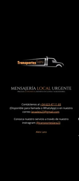 Servicios de reparto/mudanza y chofer privado