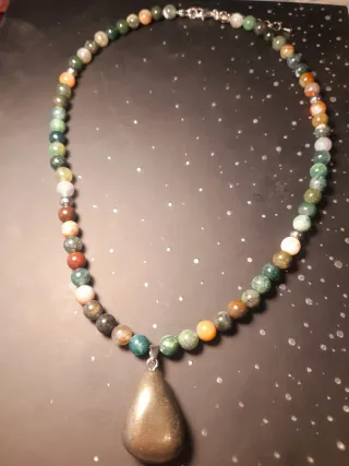 Collar Ágata India y Colgante Pirita