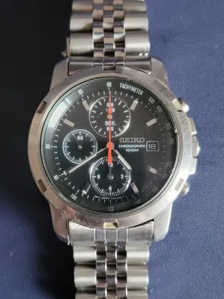Reloj Seiko Cronógrafo 7T92-0BF0 Plata Negro.