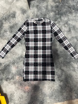 Vestido de cuadros manga larga