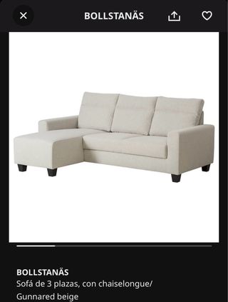 Divano a 3 posti chaiselongue beige Ikea