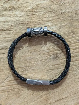 Pulsera trenzada cuero y metal