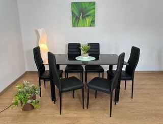 Mesa Comedor Negro + 6 Sillas Nuevo!!!!