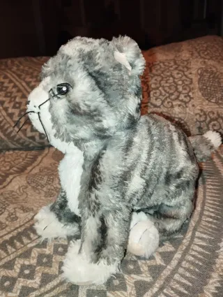 Peluche gato gris y blanco