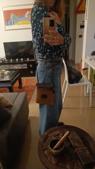 Borsa tracolla scamosciata marrone