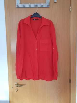 Camisa larga Zara roja
