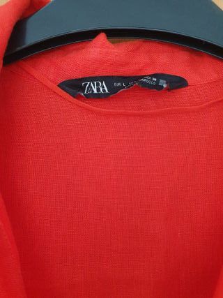 Camisa larga Zara roja