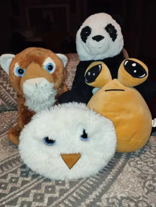 Lote Peluches Oso Panda, Tigre, Búho y Alien