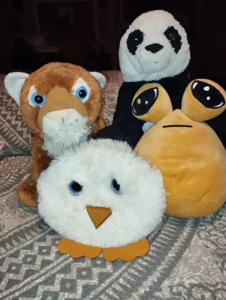 Lote Peluches Oso Panda, Tigre, Búho y Alien